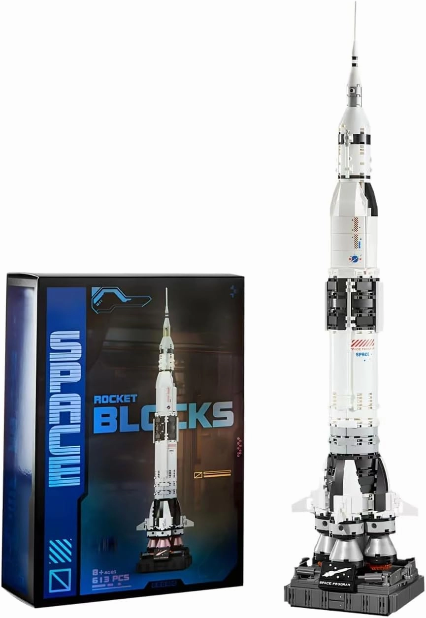 Saturn V Space Rocket and Vehicles Building Blocks Set,613 Precision Space Shuttle Building Block Toys for Kids .Gifts for Adults