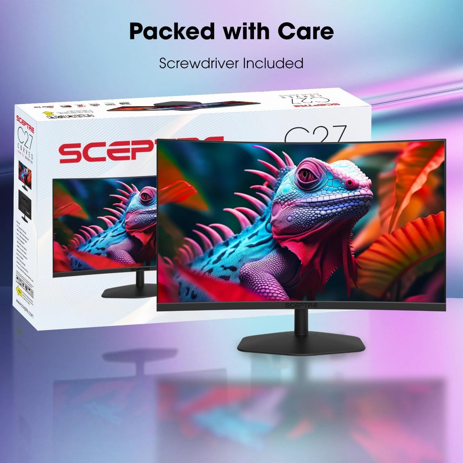 Sceptre Curved 27-inch Gaming Monitor 1500R 100Hz HDMI X2 DisplayPort 1ms 100% sRGB, Build-in Speakers Machine Black 2024 (C275W-FW100T)