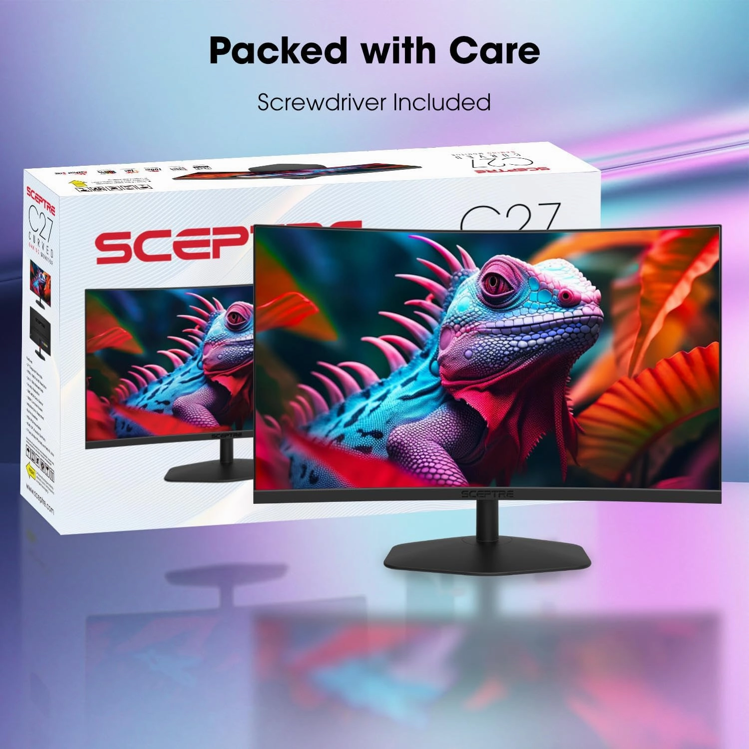 Sceptre Curved 27-inch Gaming Monitor 1500R 100Hz HDMI X2 DisplayPort 1ms 100% sRGB, Build-in Speakers Machine Black 2024 (C275W-FW100T)