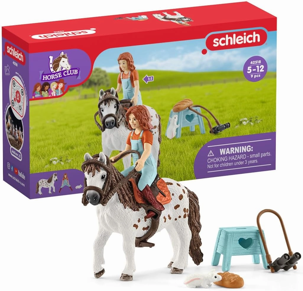 Schleich Horse Club, 9-Piece Playset, Horse Toys for Girls and Boys 5-12 Years Old Mia and Spotty