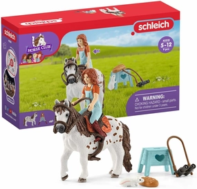 Schleich Horse Club, 9-Piece Playset, Horse Toys for Girls and Boys 5-12 Years Old Mia and Spotty