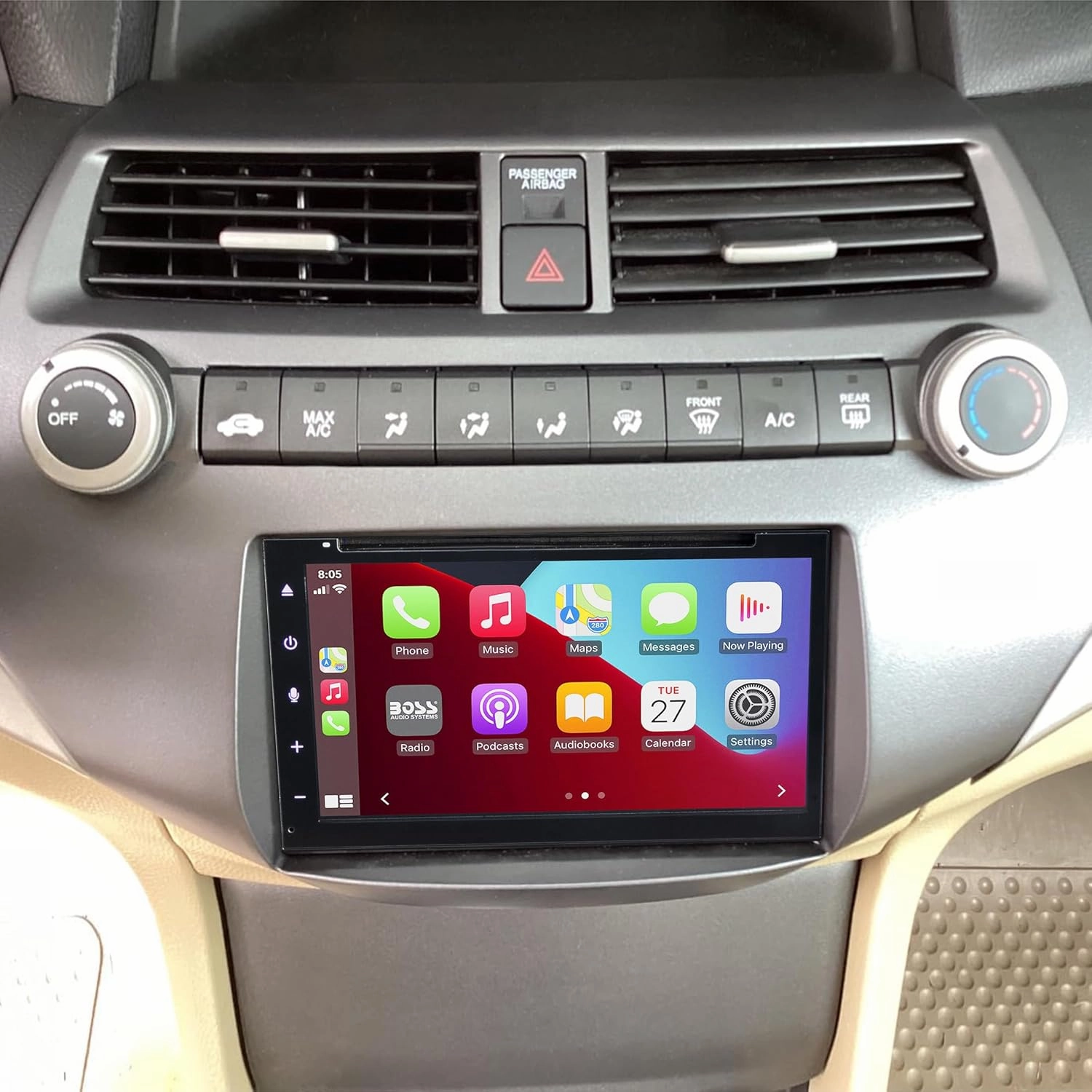 Scosche HA1707DGB Compatible with 2008-12 Honda Accord ISO Double DIN & DIN Pocket Dash Kit; Dk Gray