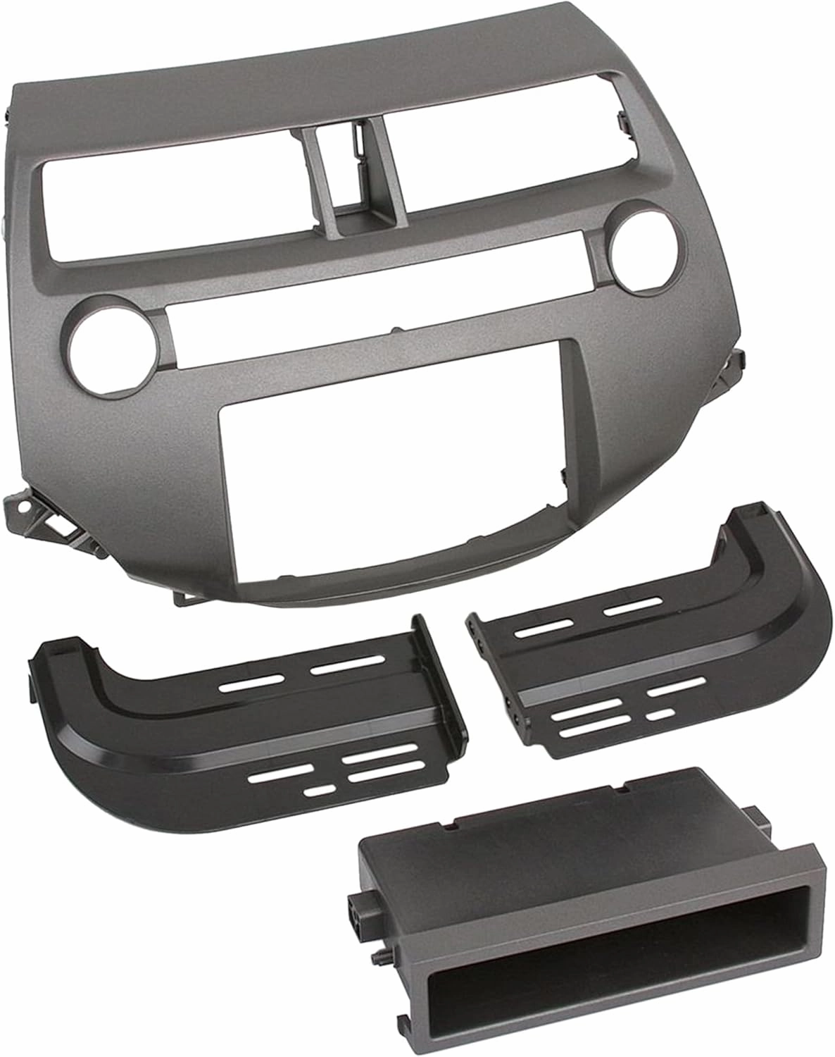 Scosche HA1707DGB Compatible with 2008-12 Honda Accord ISO Double DIN & DIN Pocket Dash Kit; Dk Gray