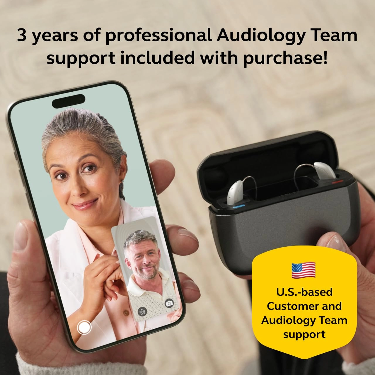 Select 300 OTC Hearing Aids, Audiology Team Care Included, Bluetooth Streaming for Calls, Music, Media for iOS & Android, Nearly Invisible & Comfortable, Noise Reduction - Gold