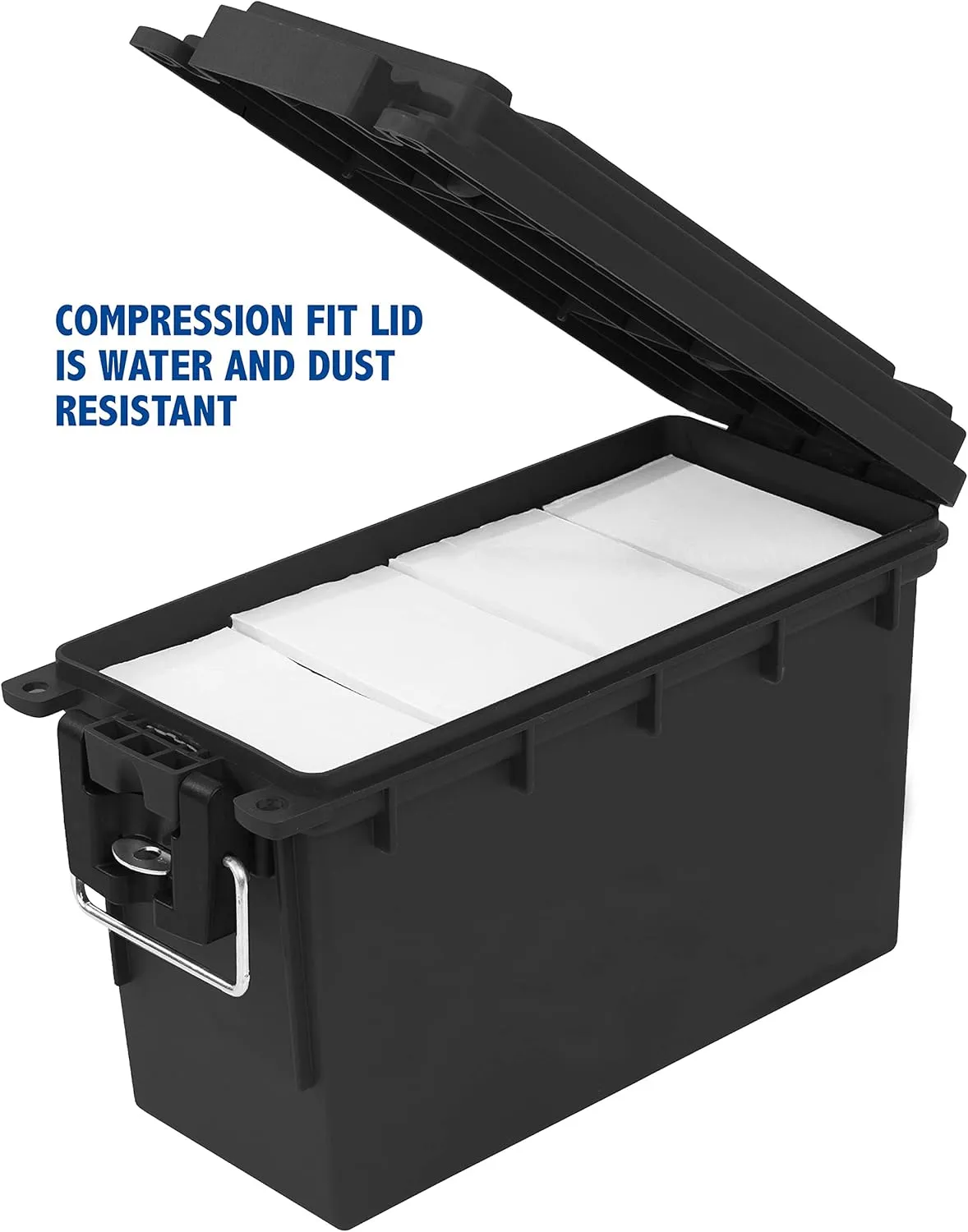 Sheffield 12629 Ammo Storage Box, Stackable .30 Cal Field Boxes, Water and Dust Resistant, Lockable, Made in USA, Black (Pack of 6)