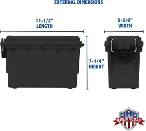 Sheffield 12629 Ammo Storage Box, Stackable .30 Cal Field Boxes, Water and Dust Resistant, Lockable, Made in USA, Black (Pack of 6)