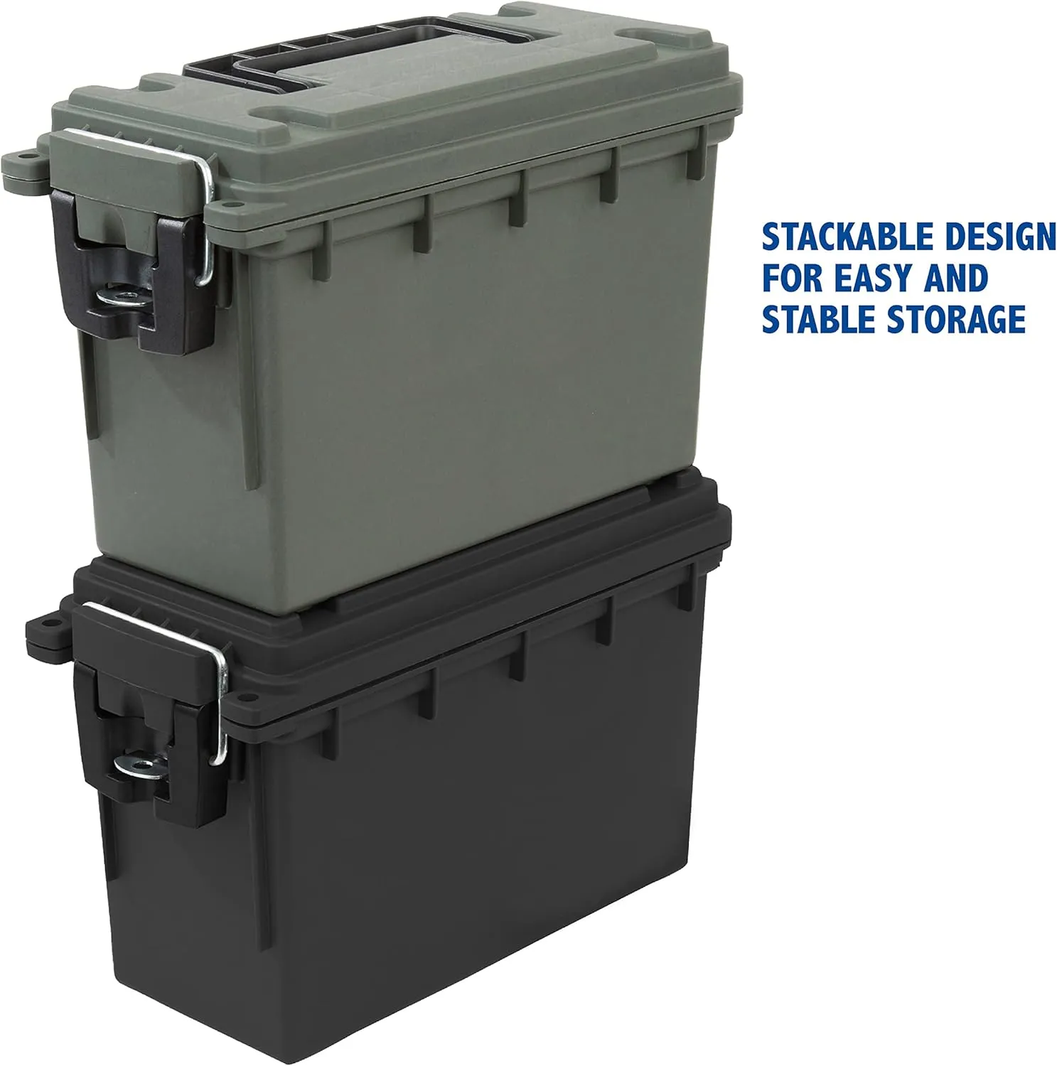 Sheffield 12629 Ammo Storage Box, Stackable .30 Cal Field Boxes, Water and Dust Resistant, Lockable, Made in USA, Black (Pack of 6)