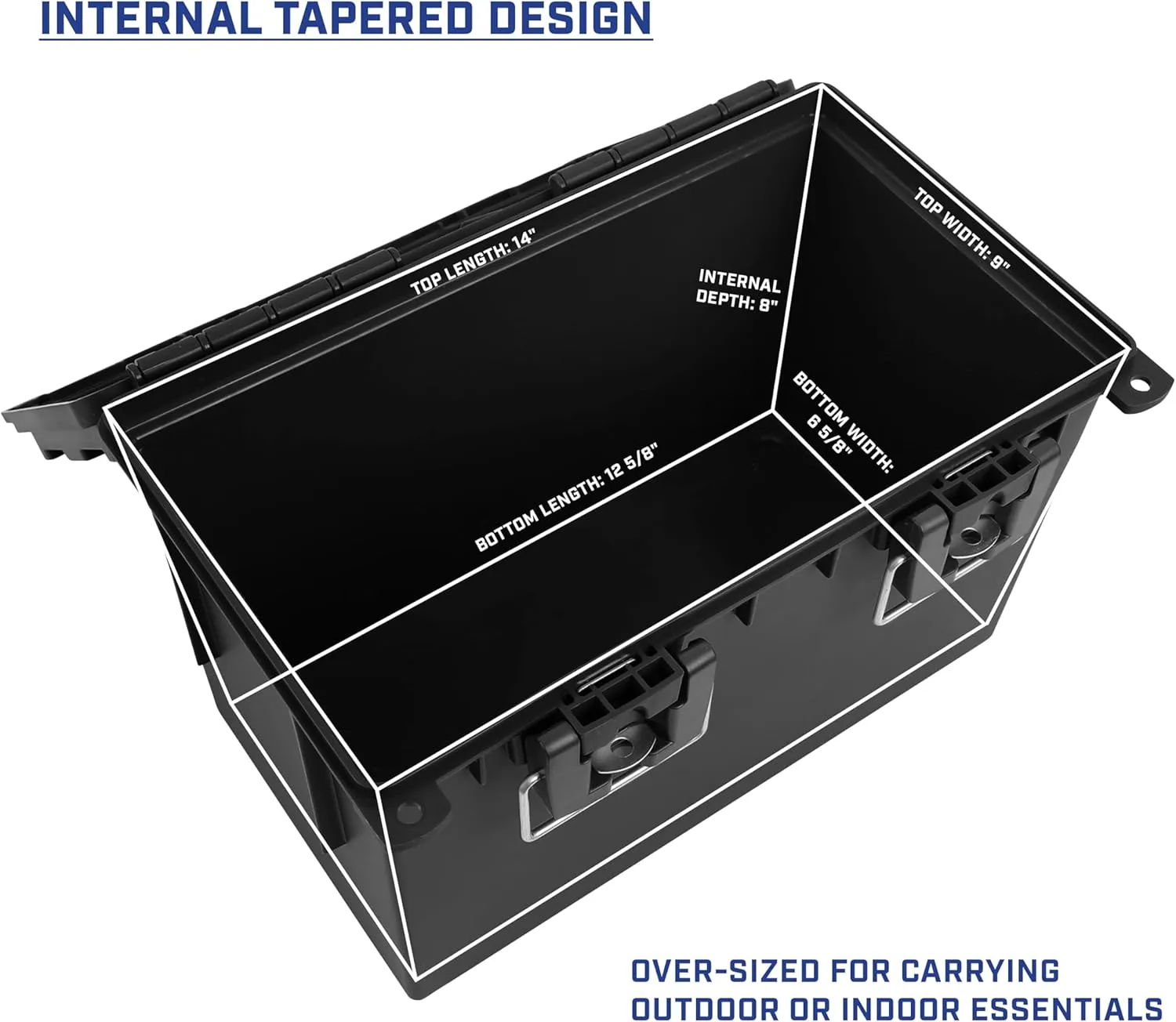 Sheffield 12773 2-Pack XL Ammo Storage Box, Stackable .50 Cal Field Boxes, Water and Dust Resistant, Lockable Storage Box with Handle, Heavy Duty Protection for Hunting Gear, Made in the USA, Black