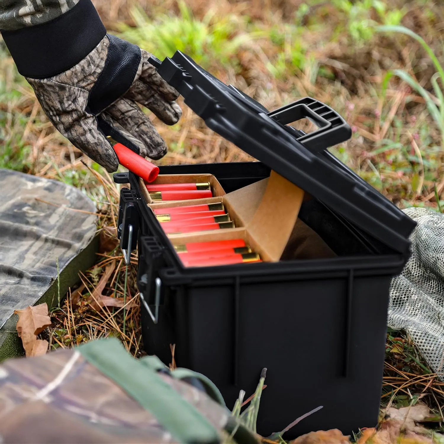 Sheffield 12773 2-Pack XL Ammo Storage Box, Stackable .50 Cal Field Boxes, Water and Dust Resistant, Lockable Storage Box with Handle, Heavy Duty Protection for Hunting Gear, Made in the USA, Black