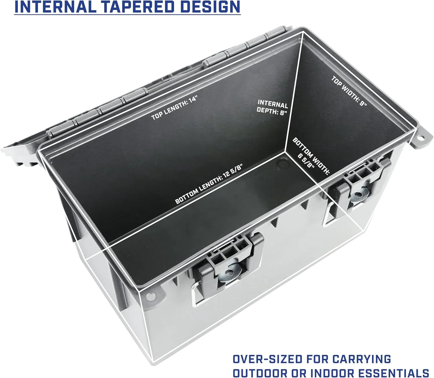 Sheffield 12775 2-Pack XL Ammo Storage Box, Stackable .50 Cal Field Boxes, Water and Dust Resistant, Lockable Storage Box with Handle, Heavy Duty Protection for Hunting Gear, Made in the USA, Gray