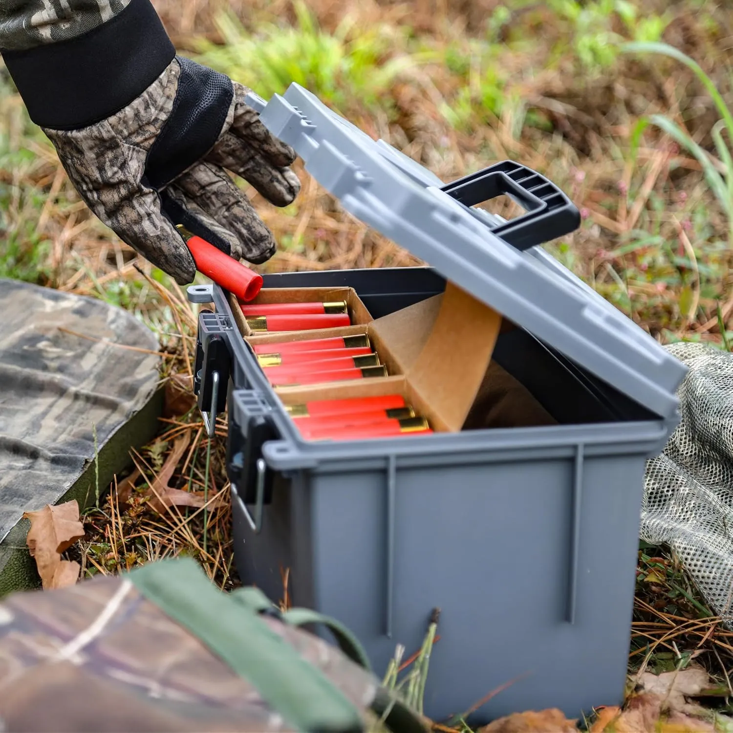 Sheffield 12775 2-Pack XL Ammo Storage Box, Stackable .50 Cal Field Boxes, Water and Dust Resistant, Lockable Storage Box with Handle, Heavy Duty Protection for Hunting Gear, Made in the USA, Gray