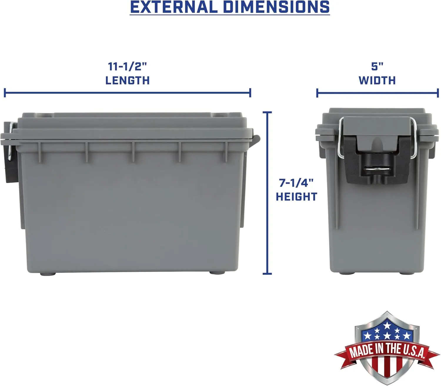 Sheffield 12792 2-Pack Ammo Storage Box, Stackable .30 Cal Field Boxes, Water and Dust Resistant, Lockable Storage Box with Handle, Secures Hunting Gear, Supplies, and Bullets, Made in The USA, Gray