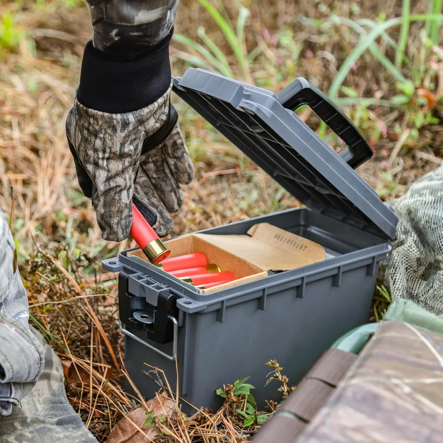 Sheffield 12792 2-Pack Ammo Storage Box, Stackable .30 Cal Field Boxes, Water and Dust Resistant, Lockable Storage Box with Handle, Secures Hunting Gear, Supplies, and Bullets, Made in The USA, Gray