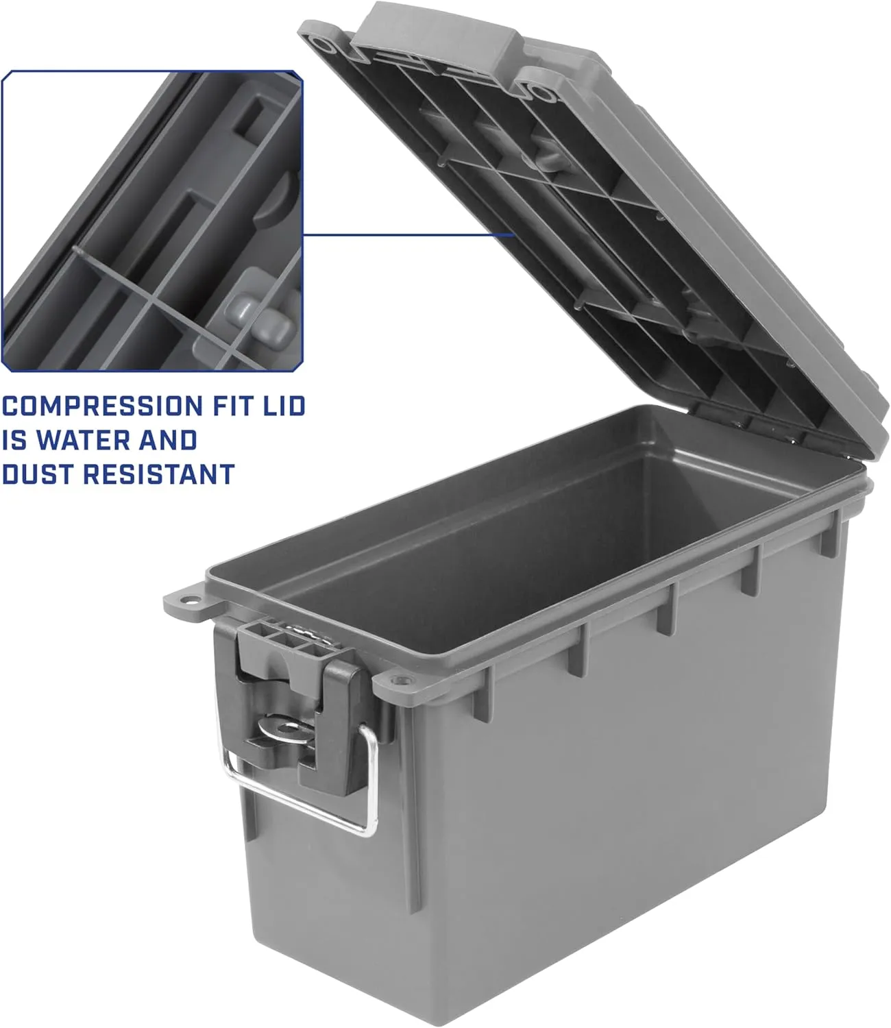 Sheffield 12792 2-Pack Ammo Storage Box, Stackable .30 Cal Field Boxes, Water and Dust Resistant, Lockable Storage Box with Handle, Secures Hunting Gear, Supplies, and Bullets, Made in The USA, Gray