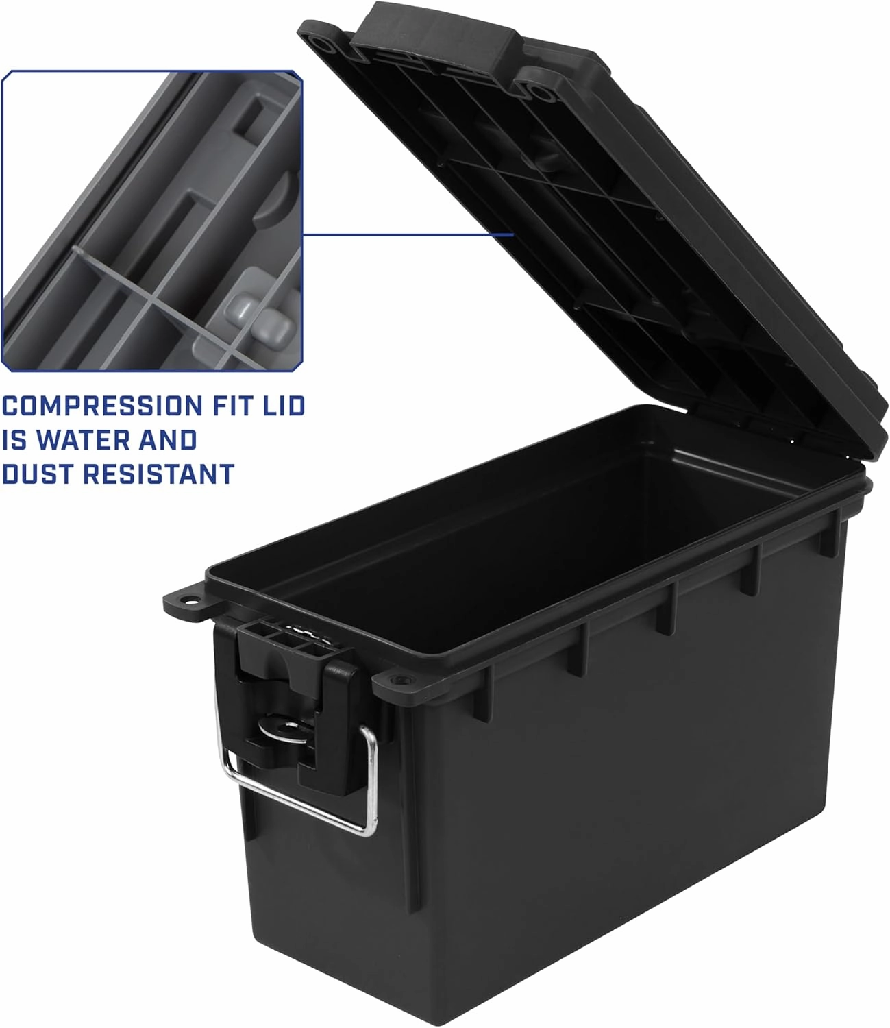 Sheffield 12790 2-Pack Ammo Storage Box, Stackable .30 Cal Field Boxes, Water and Dust Resistant, Lockable Storage Box with Handle, Secures Hunting Gear, Supplies, and Bullets, Made in The USA, Black
