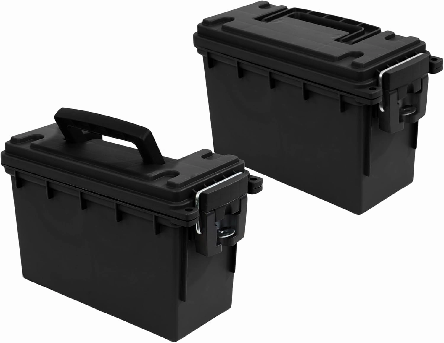 Sheffield 12790 2-Pack Ammo Storage Box, Stackable .30 Cal Field Boxes, Water and Dust Resistant, Lockable Storage Box with Handle, Secures Hunting Gear, Supplies, and Bullets, Made in The USA, Black