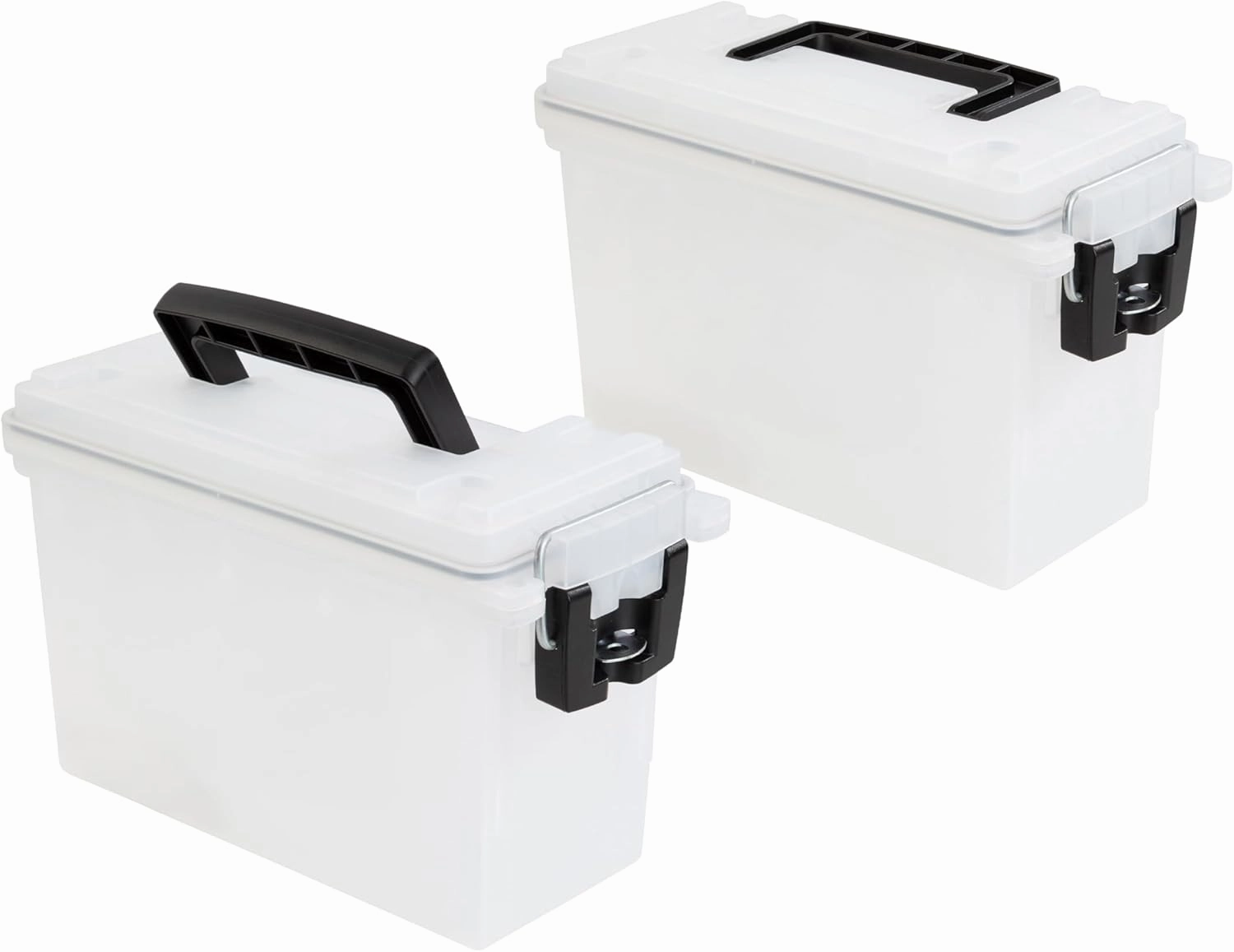 Sheffield 12793 2-Pack Ammo Storage Box, Stackable .30 Cal Field Boxes, Water and Dust Resistant, Lockable Storage Box with Handle, Secures Hunting Gear, Supplies, and Bullets, Made in The USA, Frost