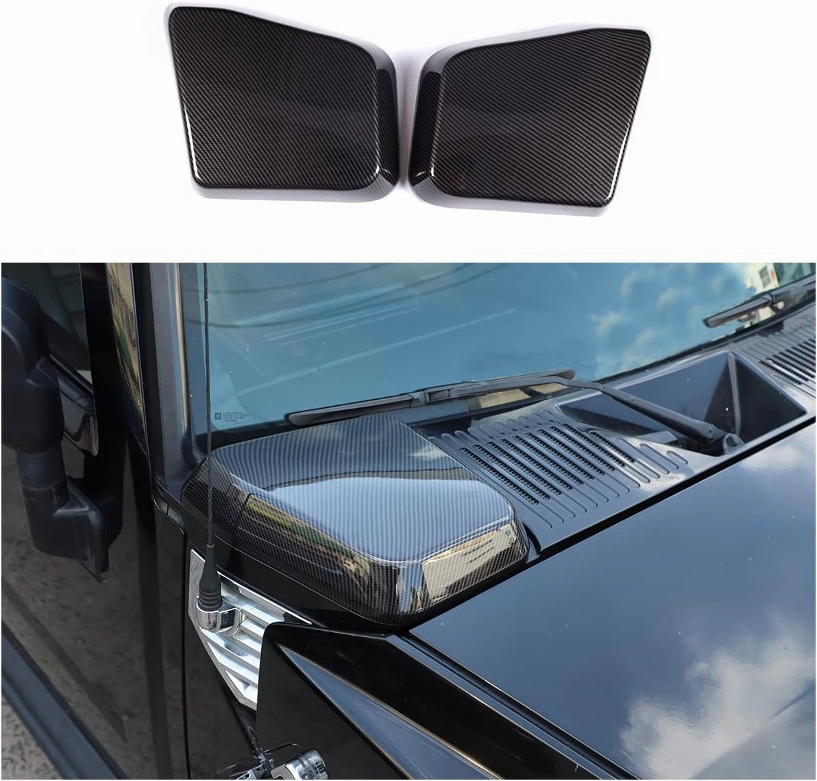 Side Air Intake Hood Vent Cover Compatible with Hummer H2 2003-2009, ABS Side Hood Air Vent Trim Cover Protection Accessories, 2PCS (Carbon Fiber Pattern Black)