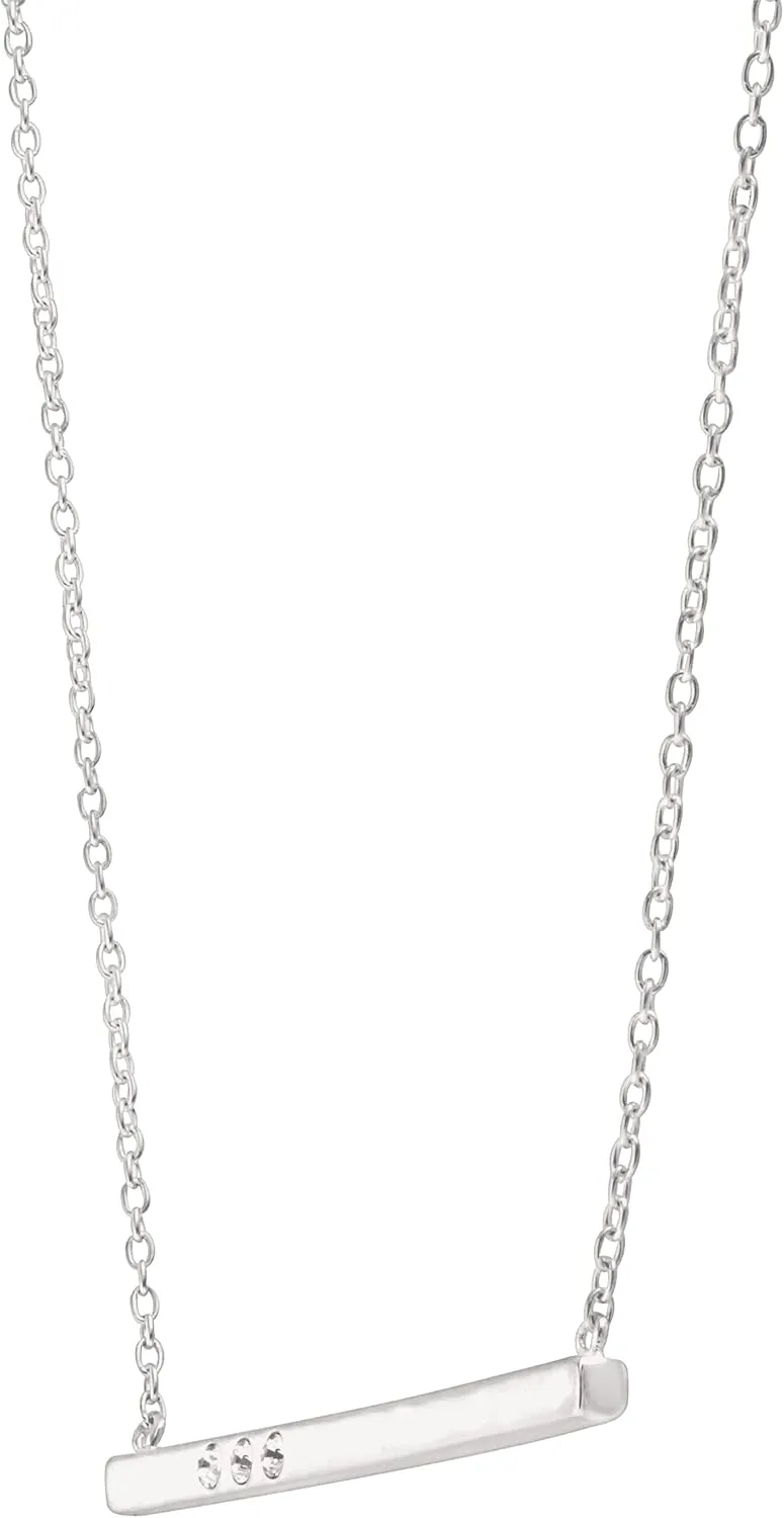 Silpada 'Dotted Line' Pendant Necklace with Crystals in Sterling Silver, 18"   2"