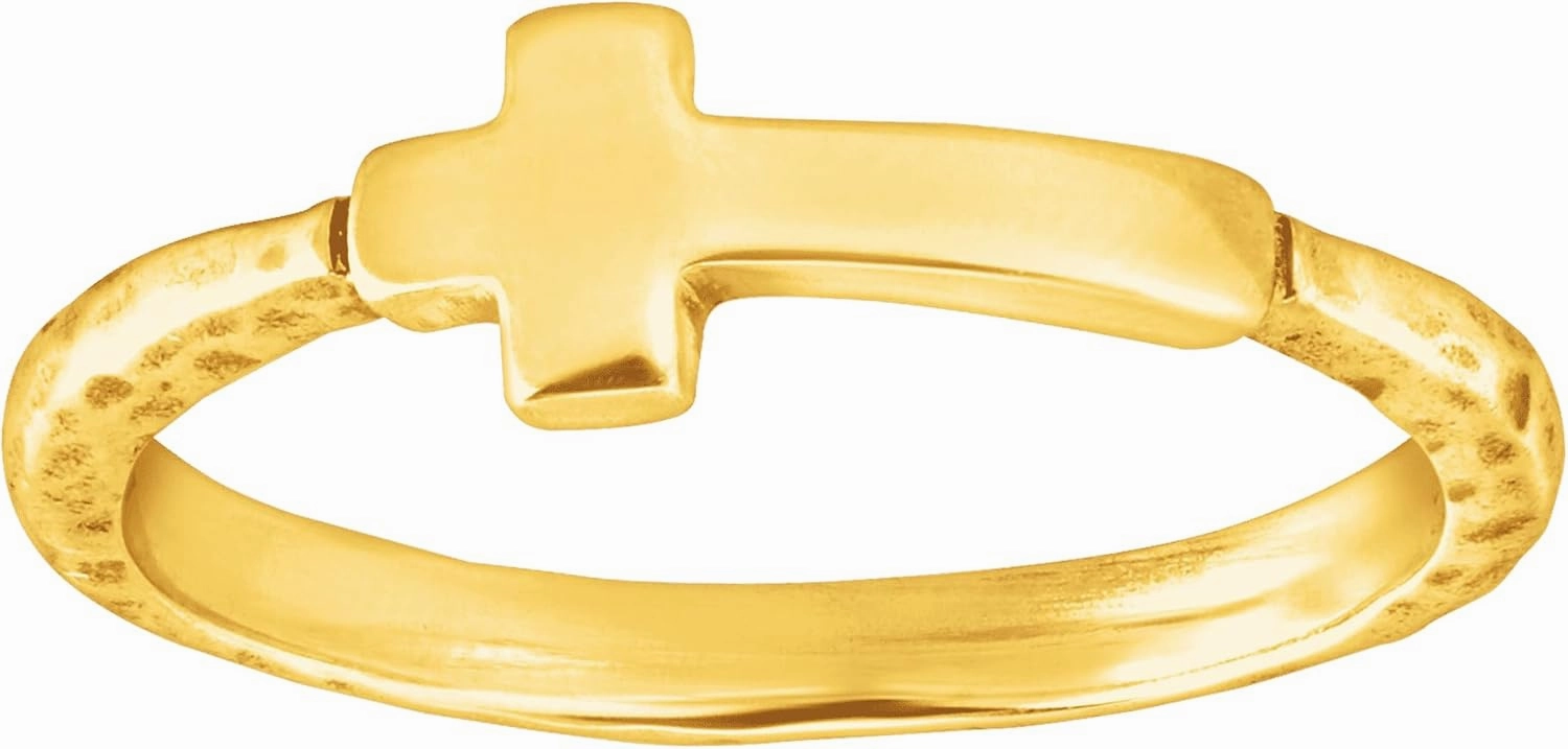 Silpada 'Simplex Cross' Horizontal Cross Textured Ring in Gold-Plated Sterling Silver, Size 6, Size 6