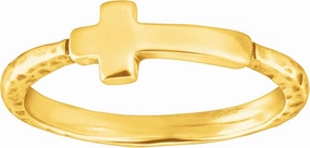Silpada 'Simplex Cross' Horizontal Cross Textured Ring in Gold-Plated Sterling Silver, Size 7, Size 7