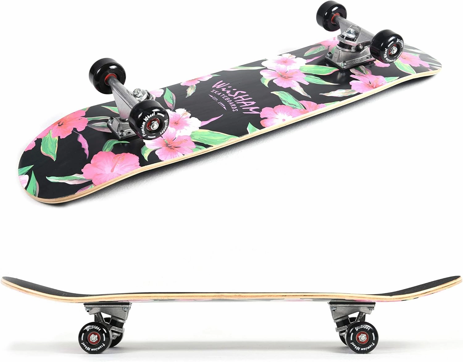 Skateboards for Beginners,31 * 8 inches Complete Skateboards for Kids,Boys,Girls and Adults,7 Layer Maple Wood,Double Kick Deck Concave Standard and Tricks Skateboard