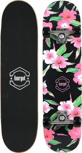 Skateboards for Beginners,31 * 8 inches Complete Skateboards for Kids,Boys,Girls and Adults,7 Layer Maple Wood,Double Kick Deck Concave Standard and Tricks Skateboard