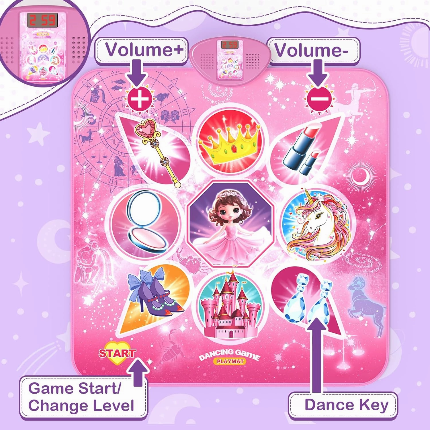 Skirfy Unicorns Dance Mat, Toys for Girls Gift Age 3-8,Electronic Music Dance Pad with 7 Games Mode, Dance Games with Touch Sensitive LED Lights,Birthday Girls Toys Gift