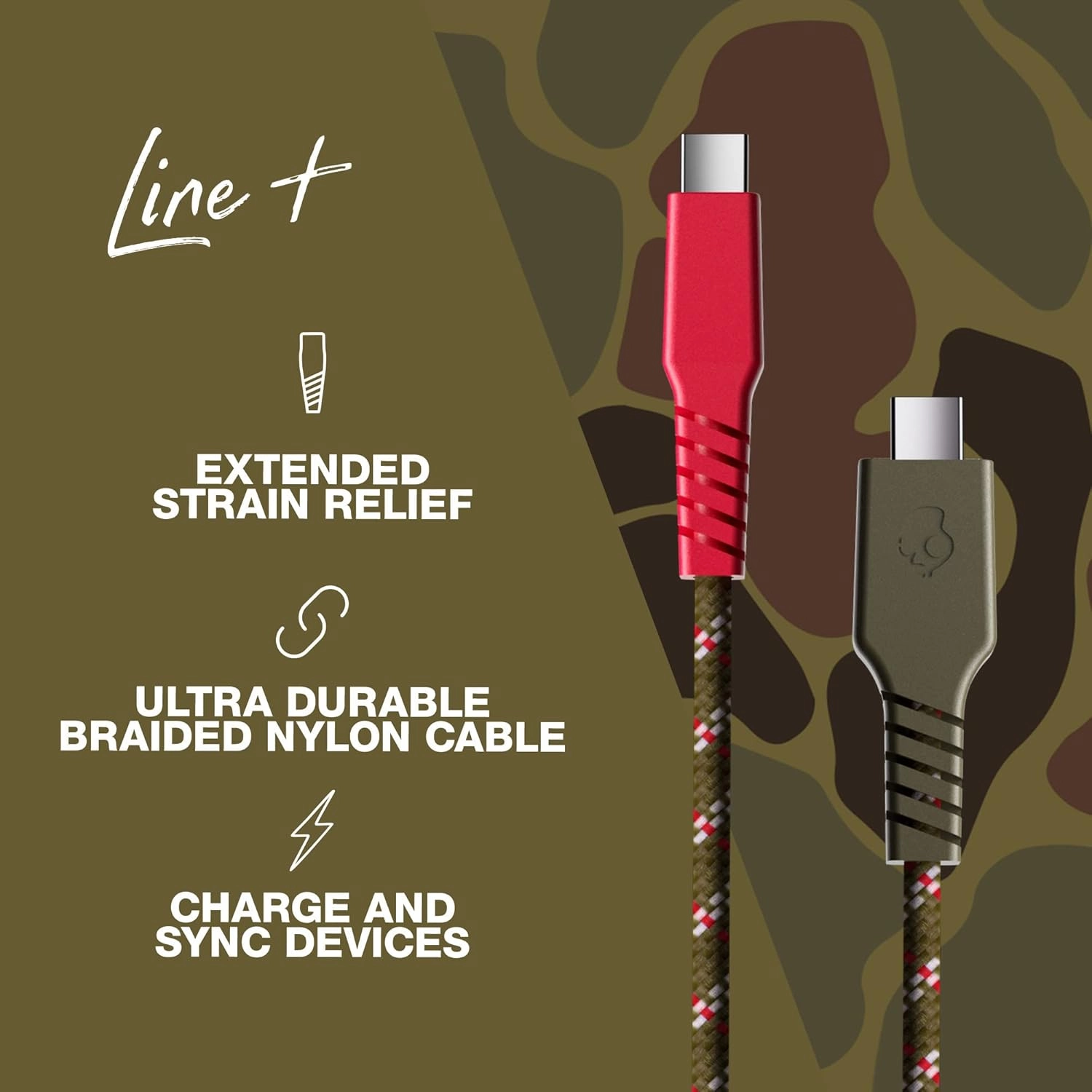 Skullcandy Line  Braided USB C Charger Cable, 60W USB C to USB C with Fast Charging for iPad/Mini/Pro/Air, Macbook Pro, Samsung Galaxy, Nintendo Switch and Laptops, 4ft - Standard Issue