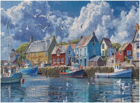 Small Fishing Village, Boats are docked in Harbor 1000 Piece Jigsaw Puzzle for Adults, Home Decor Birthday Party Gift Family Game Toy as Wall Art Decor Poster