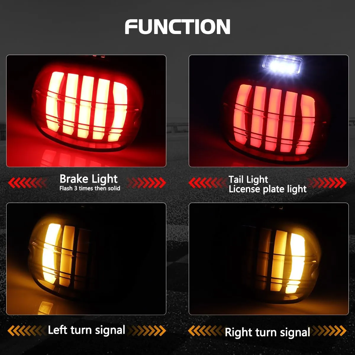 Smoked LED Tail Lights Integrated Brake Taillights with Turn Signals Compatible with Harley Touring Road King Sportster Dyna Electra Glide Heritage Softail Fatboy