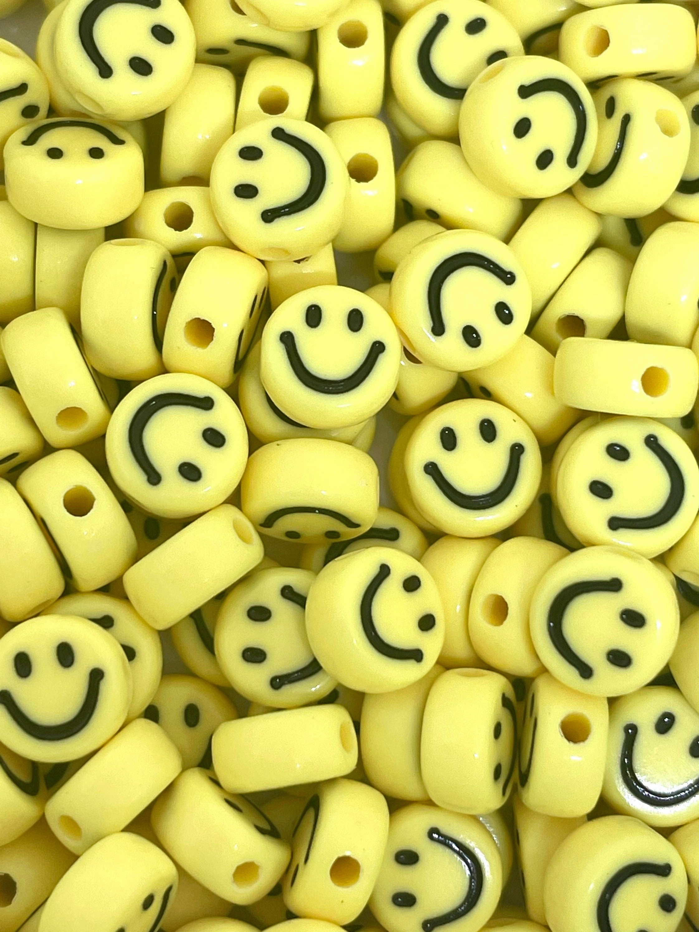 SMOL Yellow Smiley Face Beads, Charms for Bracelet, Necklace, Jewelry Making, Emoji Charms, Happy Face Jewelry