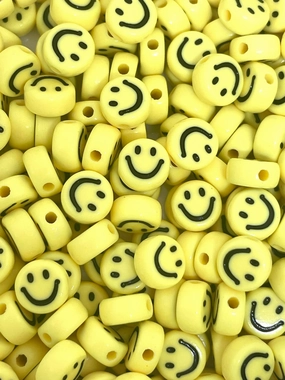 SMOL Yellow Smiley Face Beads, Charms for Bracelet, Necklace, Jewelry Making, Emoji Charms, Happy Face Jewelry