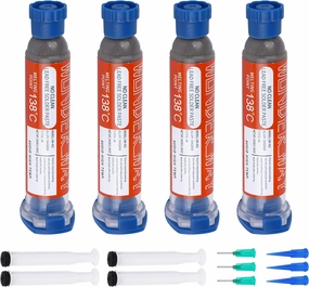Sn42/Bi58 T4 Lead Free Solder Paste No Clean, 138℃ Melting Point (30gx4packs)