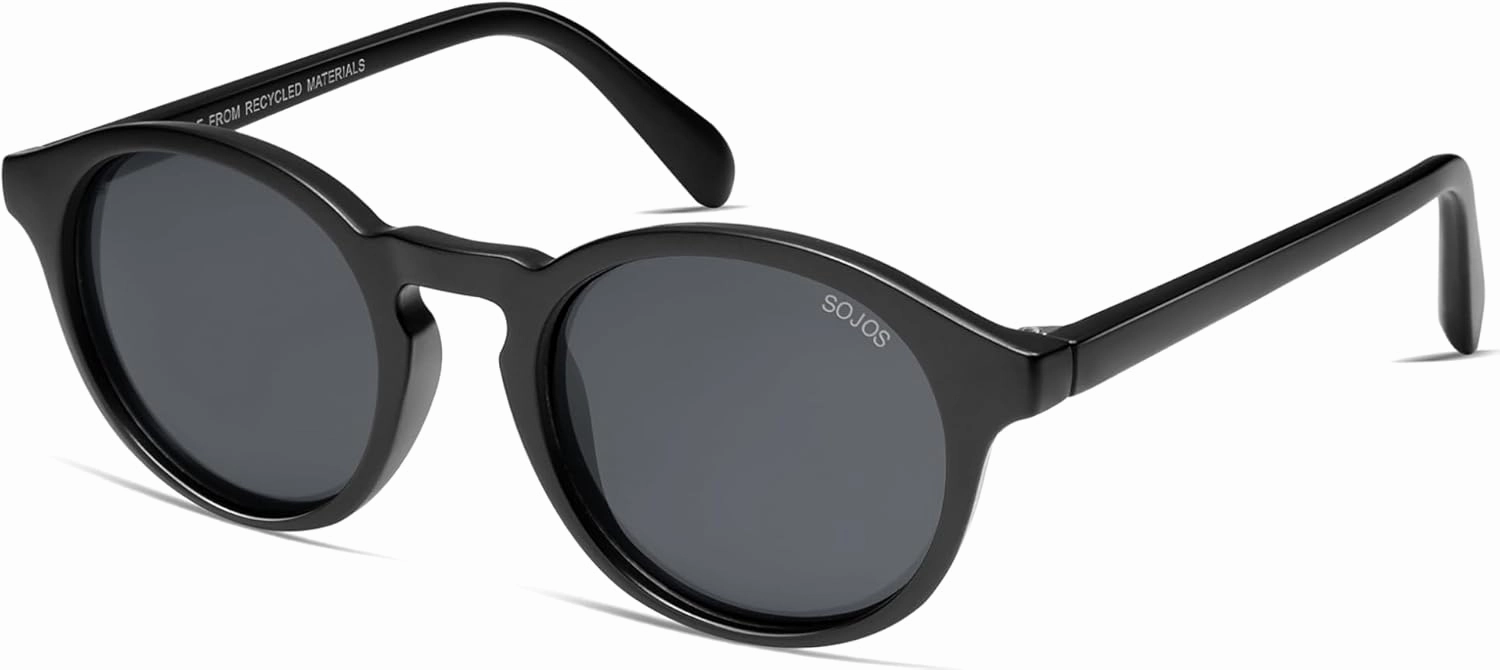 SOJOS Ocean Collection Polarized Retro Round Sunglasses for Women Men Recycled Fishing Net Frame Eco-friendly, Arctic Ocean