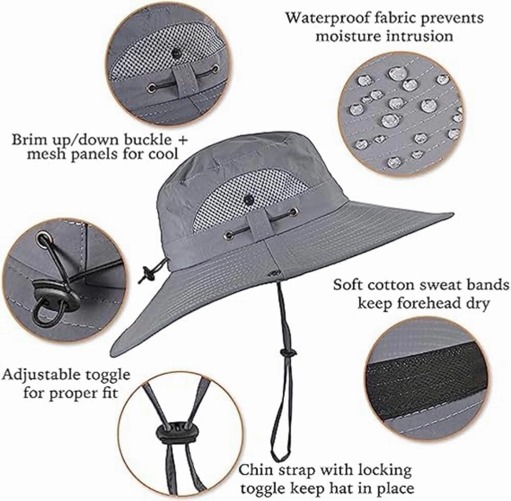 Solar Powered Fan Hat with 2 Removable Fans Wide Brim Sun Hat for Outdoor Fishing, Hiking Gardening, USB Solar Charging
