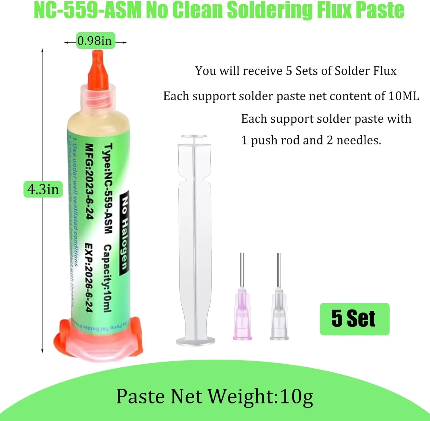 Solder Flux,NC-559-ASM No Clean Soldering Flux Paste, Lead Free Rosin Flux,10cc Tacky Soldering Flux,Soldering Liquid Flux for Electronics,For BGA,SMD,USB Socket Repairing (50ml)