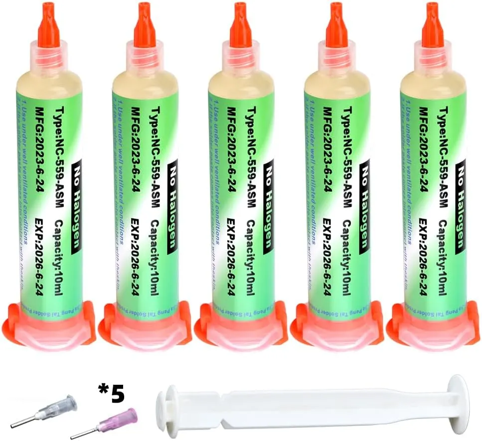 Solder Flux,NC-559-ASM No Clean Soldering Flux Paste, Lead Free Rosin Flux,10cc Tacky Soldering Flux,Soldering Liquid Flux for Electronics,For BGA,SMD,USB Socket Repairing (50ml)