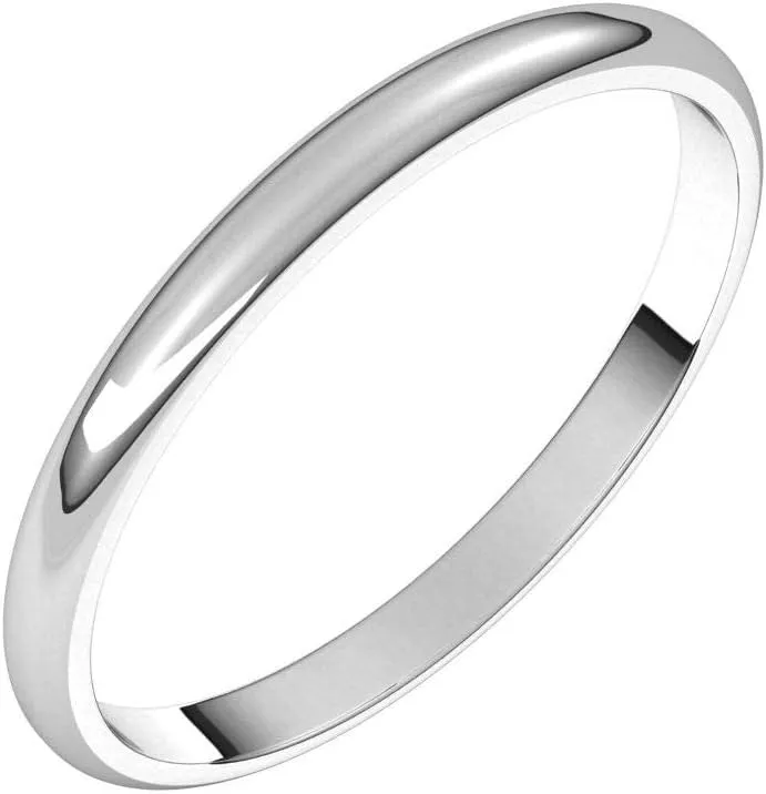 Solid Palladium 2mm Wedding Band Ring Classic Plain Traditional - Size 6