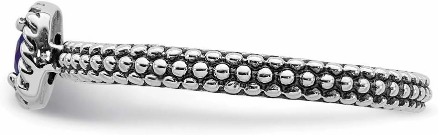 Solid 925 Sterling Silver Stackable Created Sapphire Blue September Gemstone Ring Eternity Band