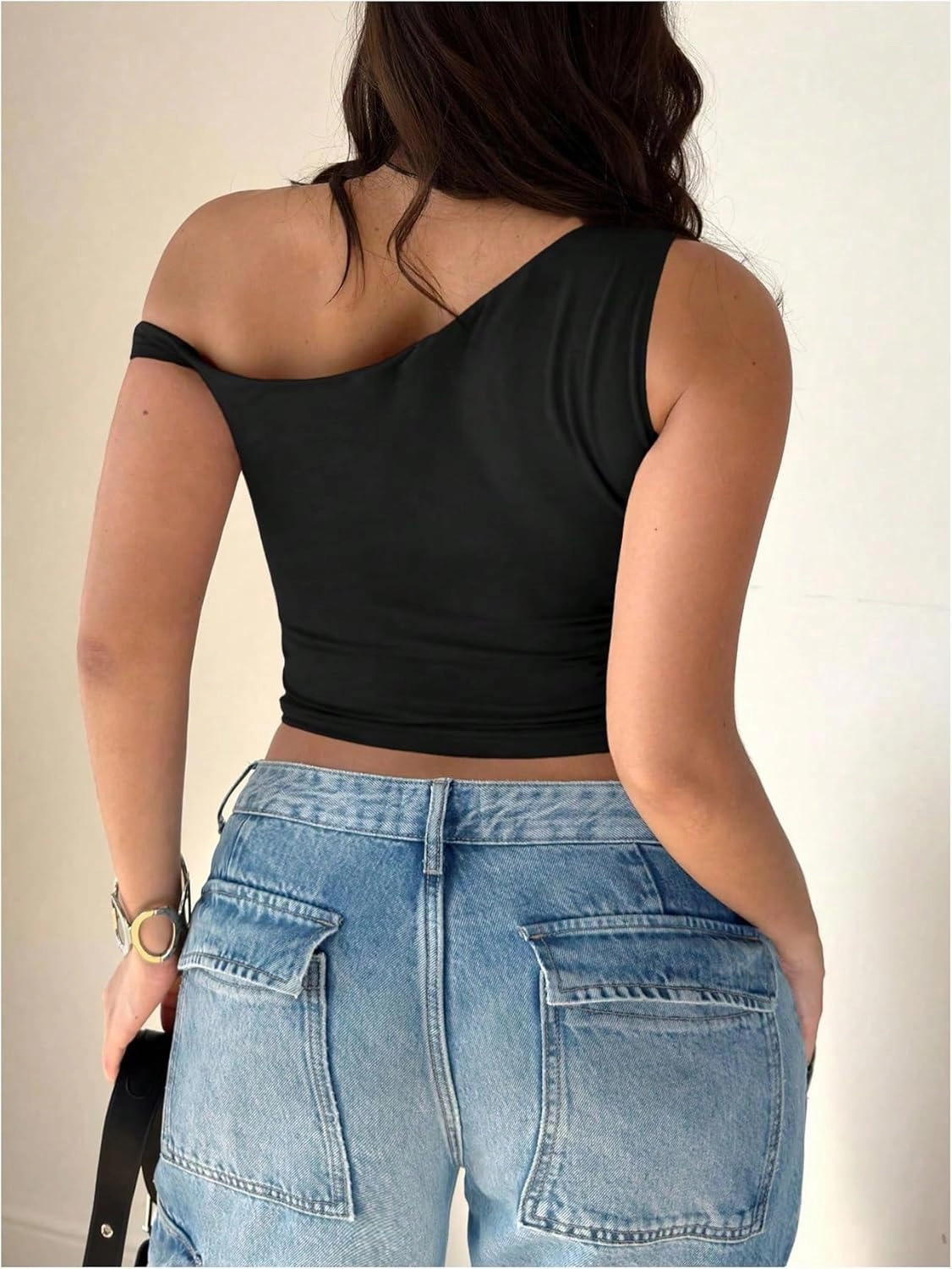 SOLY HUX Women's Plus Size Off The Shoulder T Shirt Asymmetrical Neck Ruched Sleeveless Going Out Tops
