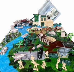 Sorena Toy Soldiers Battle Playset: Military Action Figures, Vehicles, and Battlefield Mat Included Two Size Army Men Action Figures, Battle Mat, Tanks, Helicopters, Ambulance, Truck (250 pcs)