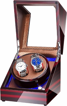 Spinner winding box Watch Winders - 2 0 LED Light Automatic Turn Watch Device Mechanical Watch Shaker Household Mute Rotary Motor Watch Winding Box Storage Case Battery AC Dual-mode Quiet and well ope