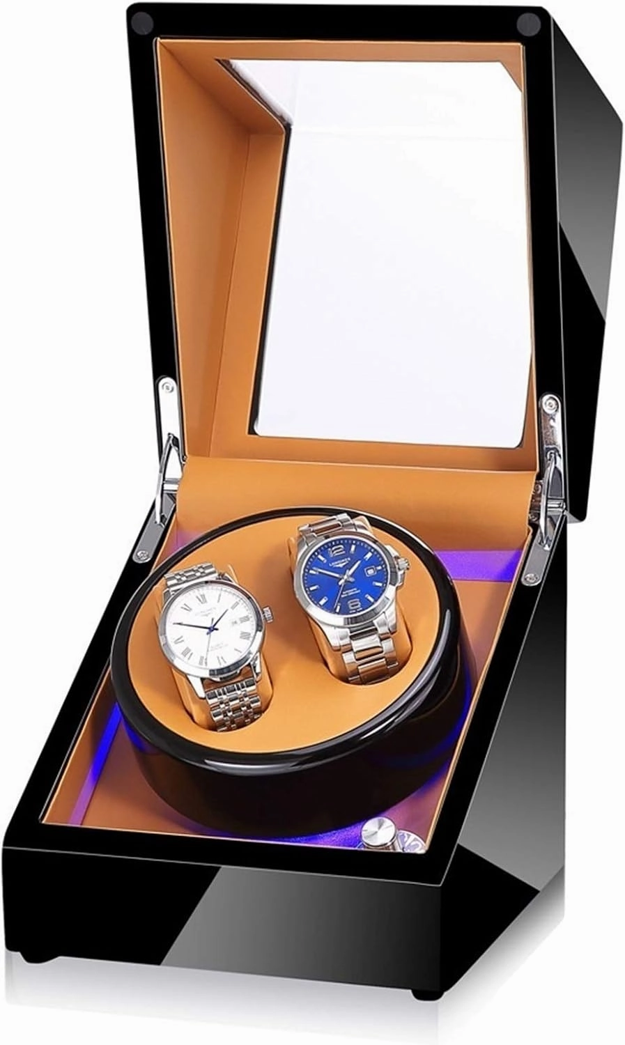 Spinner winding box Watch Winders - 2 0 LED Light Automatic Turn Watch Device Mechanical Watch Shaker Household Mute Rotary Motor Watch Winding Box Storage Case Battery AC Dual-mode Quiet and well ope