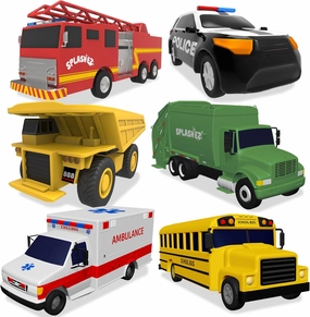 SplashEZ Mold Free 6 Cars Bath Toys for Kids | Toddler Bath Toys with No Hole for Water | Vehicles Set Ideal Size for Little Hands | Safe, Durable for Endless Tub Fun | Great for Boys & Girls Ages 0 