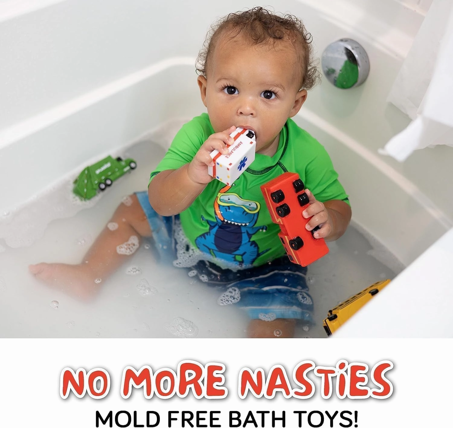 SplashEZ Mold Free 6 Cars Bath Toys for Kids | Toddler Bath Toys with No Hole for Water | Vehicles Set Ideal Size for Little Hands | Safe, Durable for Endless Tub Fun | Great for Boys & Girls Ages 0 