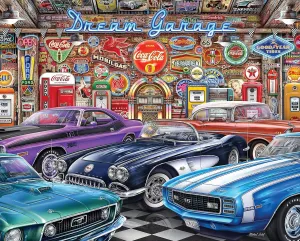 Springbok - Dream Garage - 1000 Piece Jigsaw Puzzle with classic muscle cars