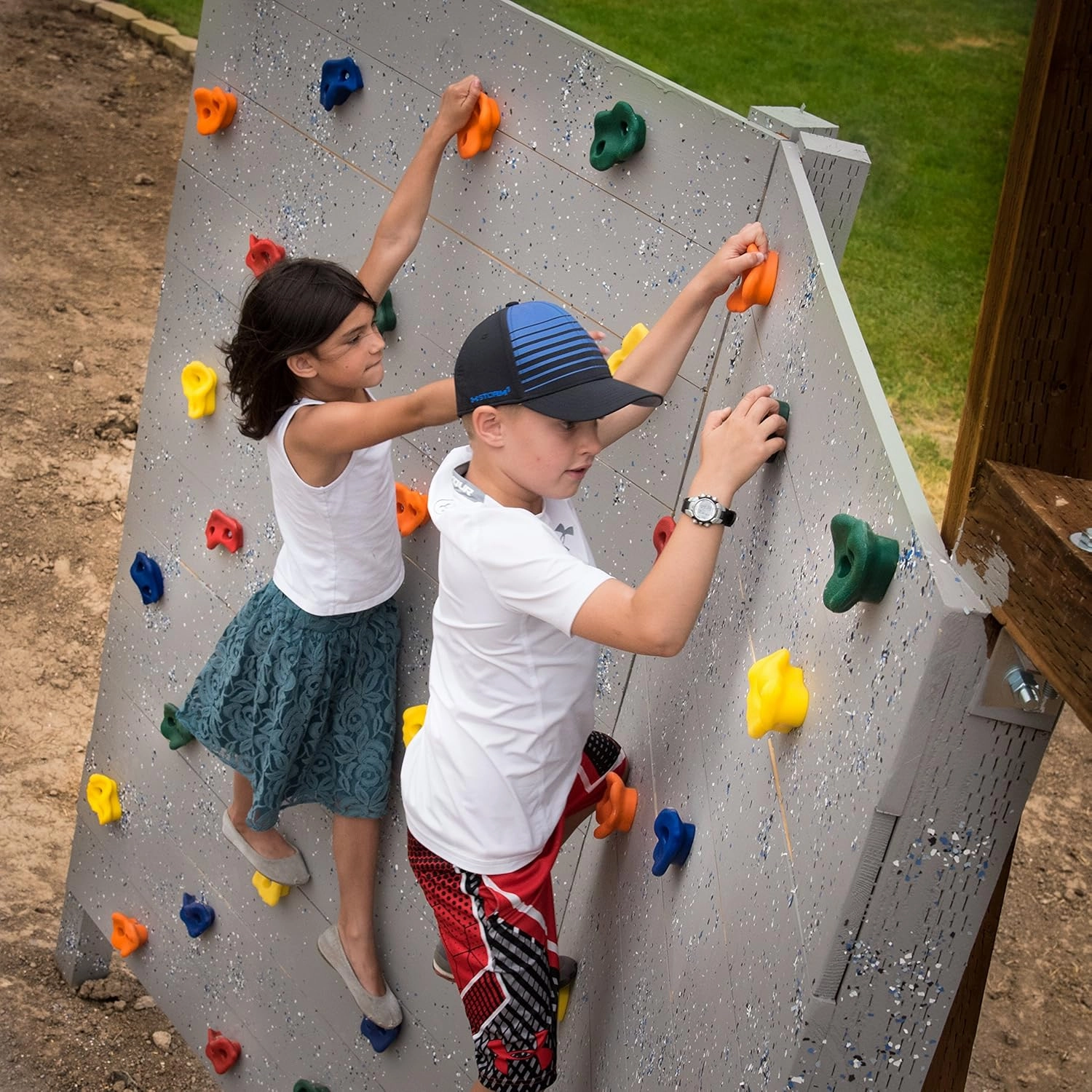 Squirrel Products Rock Climbing Holds for Kids, Deluxe Extra Large Climbing Rocks with Mounting Hardware - DIY Rock Wall Indoor & Outdoor Playground Accessories Wall Climbing Kit - Ages 3 