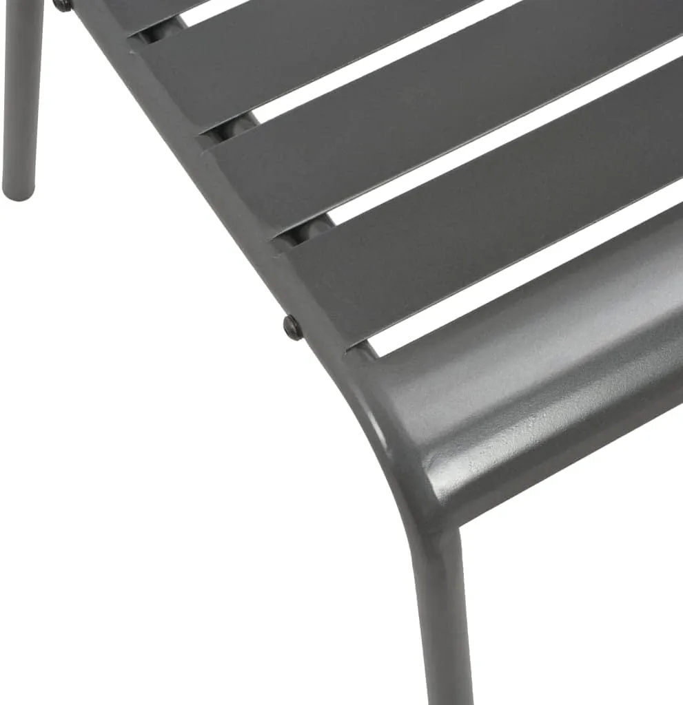 Stackable Patio Chairs 2-Pack Steel Gray Outdoor Dining Chairs with Slatted Design, Weather-Resistant Coated Steel Frame for Indoor/Outdoor Use