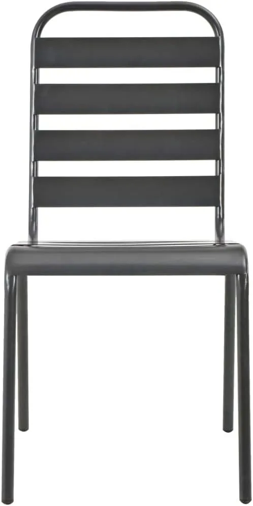 Stackable Patio Chairs 2-Pack Steel Gray Outdoor Dining Chairs with Slatted Design, Weather-Resistant Coated Steel Frame for Indoor/Outdoor Use